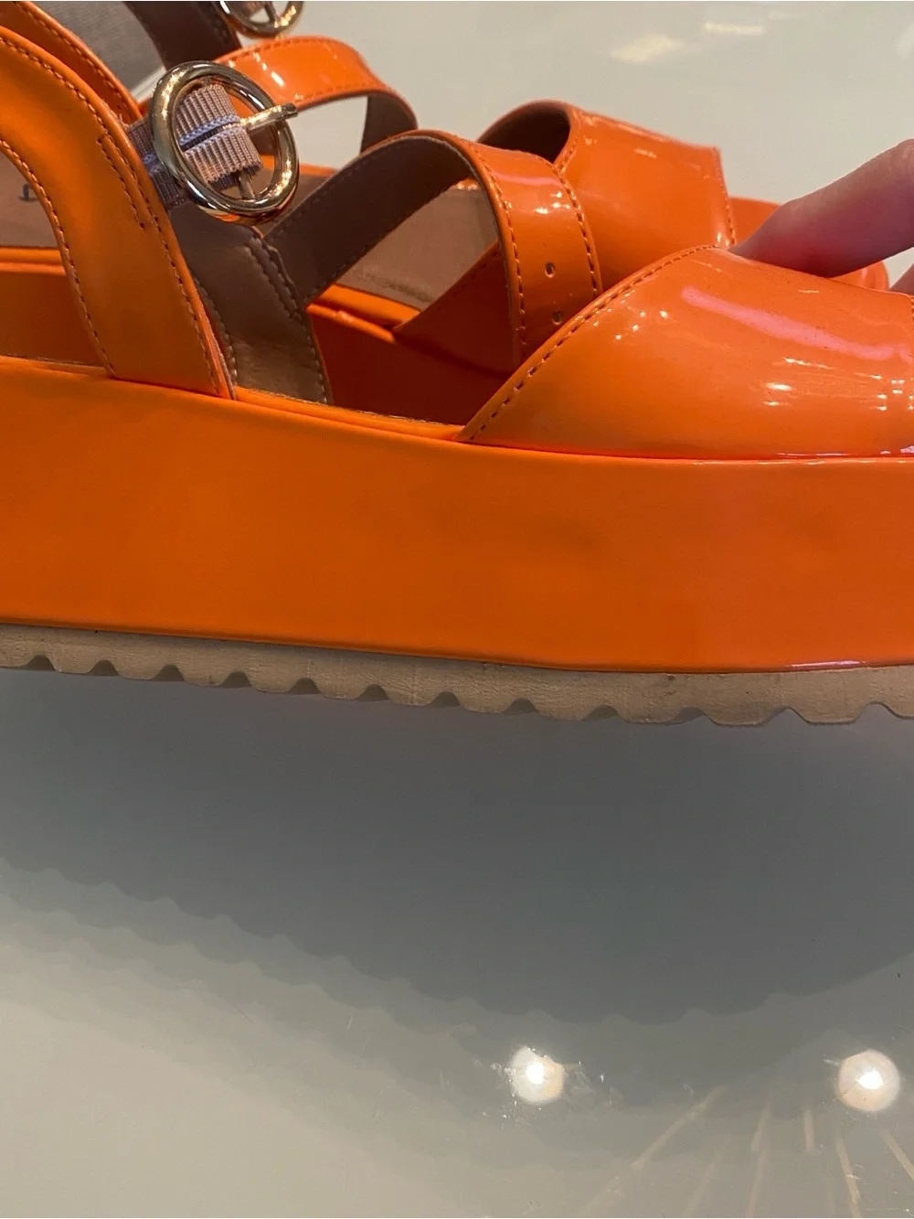 EUC Dirty Laundry Orange Patent Platform Sandals - Size 7